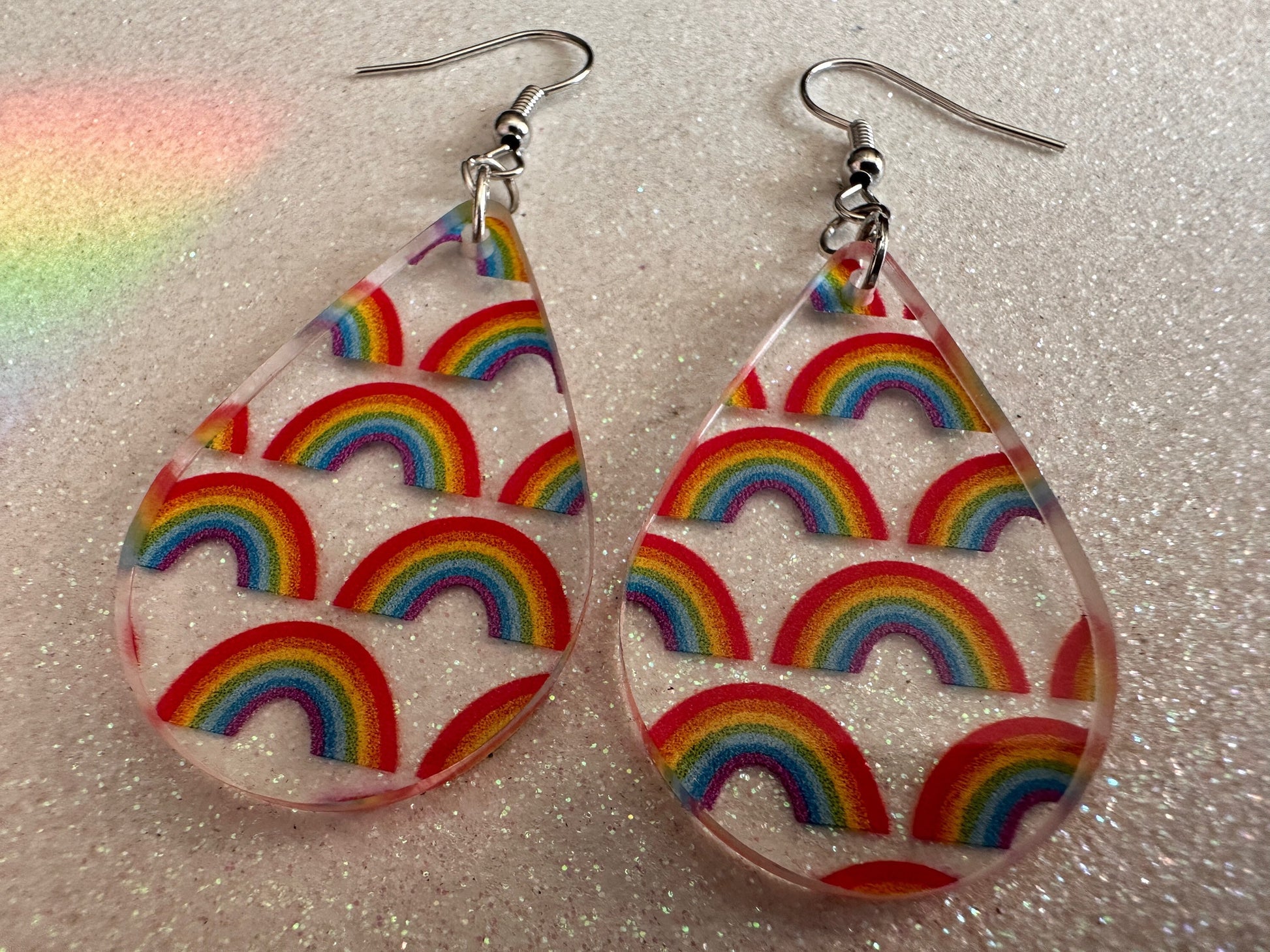 Rainbow Earrings: Laser Cut Acrylic Rainbows, Pride, Hawaii, Aloha, Summer Vibes, Happy, Colorful, Best Gifts for Her/Him/Them