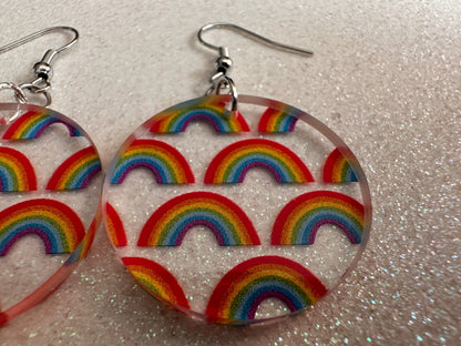 Rainbow Earrings: Laser Cut Acrylic Rainbows, Pride, Hawaii, Aloha, Summer Vibes, Happy, Colorful, Best Gifts for Her/Him/Them