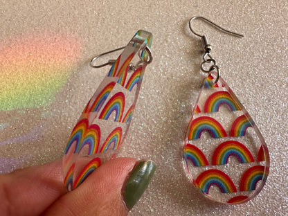 Rainbow Earrings: Laser Cut Acrylic Rainbows, Pride, Hawaii, Aloha, Summer Vibes, Happy, Colorful, Best Gifts for Her/Him/Them