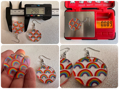 Rainbow Earrings: Laser Cut Acrylic Rainbows, Pride, Hawaii, Aloha, Summer Vibes, Happy, Colorful, Best Gifts for Her/Him/Them