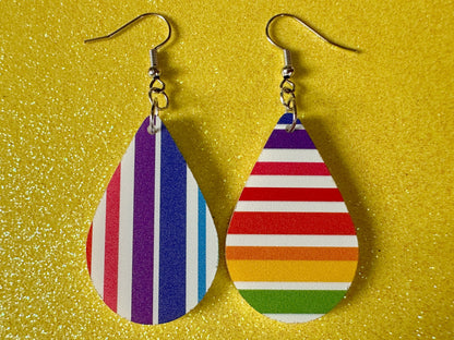 Rainbow Earrings: Laser Cut Acrylic Rainbows, Pride, Hawaii, Aloha, Summer Vibes, Happy, Colorful Stripes, Best Gifts for Her/Him/Them