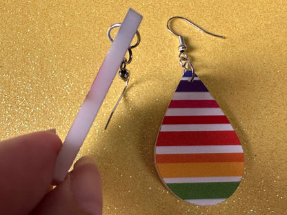 Rainbow Earrings: Laser Cut Acrylic Rainbows, Pride, Hawaii, Aloha, Summer Vibes, Happy, Colorful Stripes, Best Gifts for Her/Him/Them