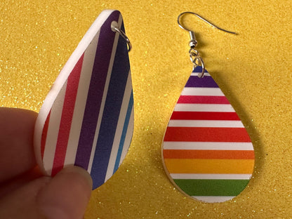 Rainbow Earrings: Laser Cut Acrylic Rainbows, Pride, Hawaii, Aloha, Summer Vibes, Happy, Colorful Stripes, Best Gifts for Her/Him/Them
