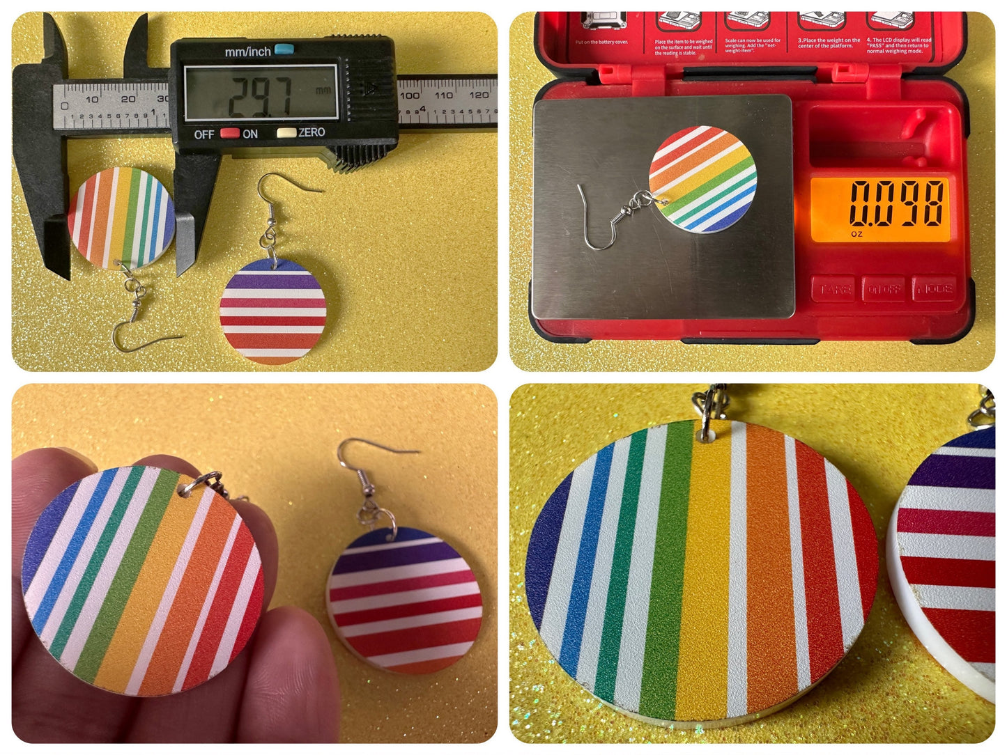 Rainbow Earrings: Laser Cut Acrylic Rainbows, Pride, Hawaii, Aloha, Summer Vibes, Happy, Colorful Stripes, Best Gifts for Her/Him/Them
