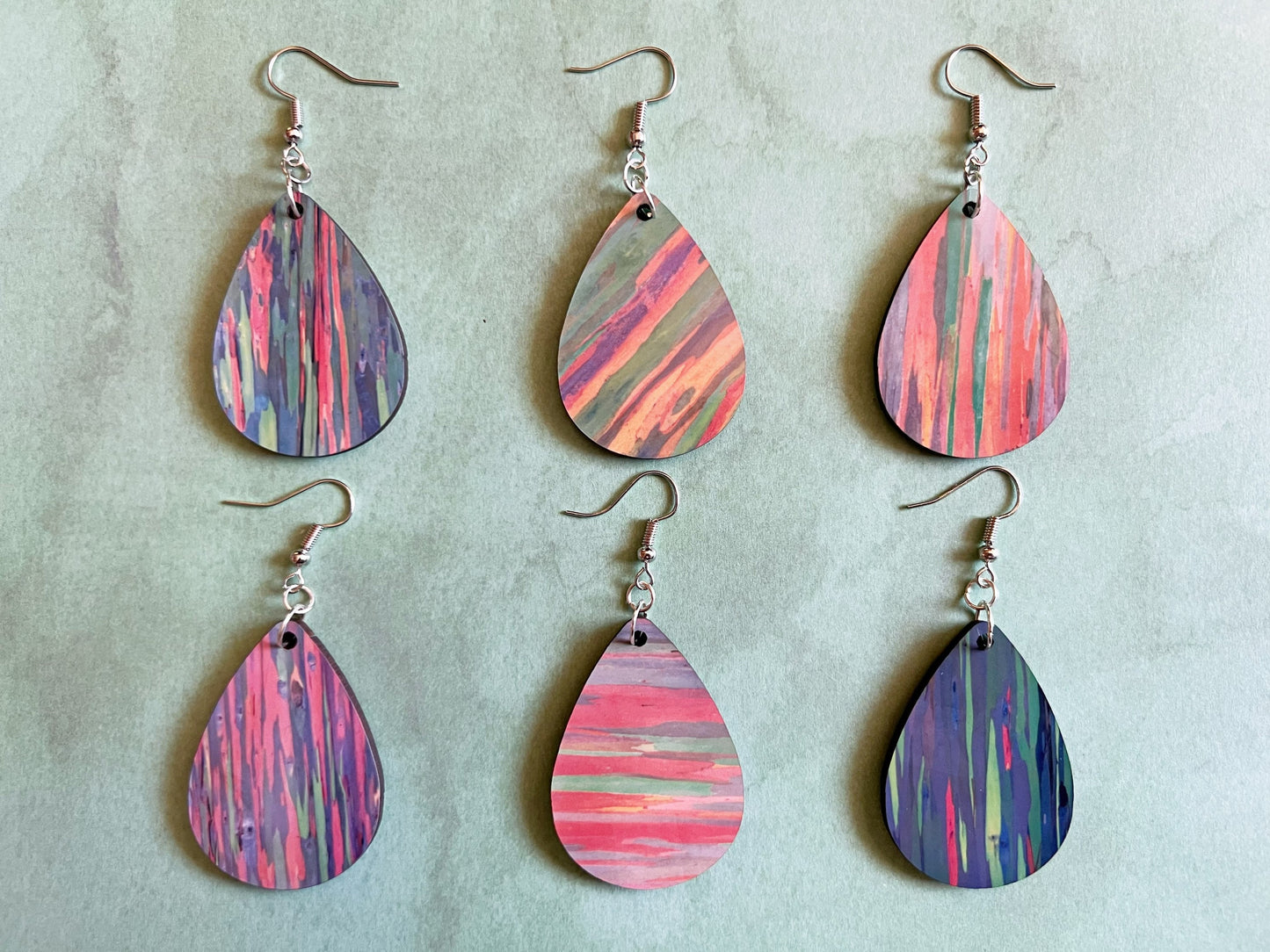 Rainbow Eucalyptus Tree Earrings: Hawaiian Tree, Nature, Rainbows, Unique Gifts, Sublimated Earrings, Best Gift for Her/Him/Them