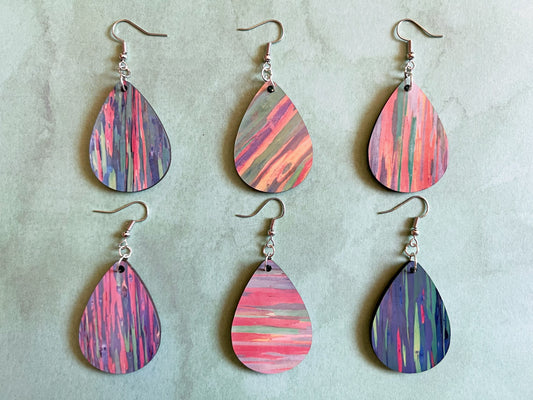 Rainbow Eucalyptus Tree Earrings: Hawaiian Tree, Nature, Rainbows, Unique Gifts, Sublimated Earrings, Best Gift for Her/Him/Them