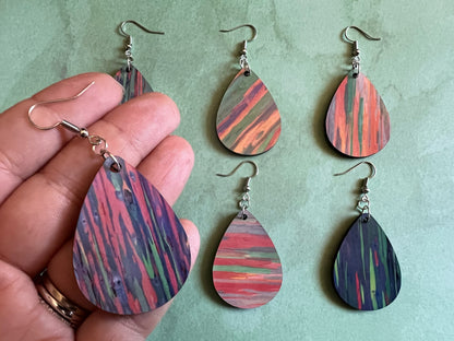 Rainbow Eucalyptus Tree Earrings: Hawaiian Tree, Nature, Rainbows, Unique Gifts, Sublimated Earrings, Best Gift for Her/Him/Them