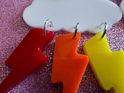 Rainbow Lightning Earrings: Laser Cut Acrylic Rainbow Clouds, Pride, Lightning Bolts, LGBTQ, Colorful Lightning, Best Gifts for Her/Him/Them
