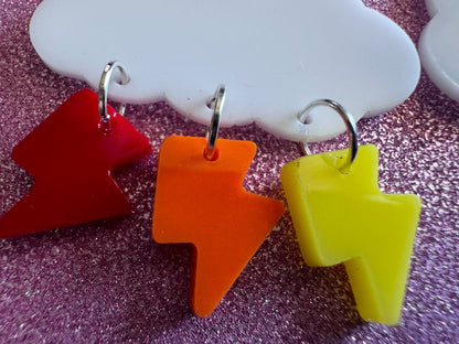 Rainbow Lightning Earrings: Laser Cut Acrylic Rainbow Clouds, Pride, Lightning Bolts, LGBTQ, Colorful Lightning, Best Gifts for Her/Him/Them
