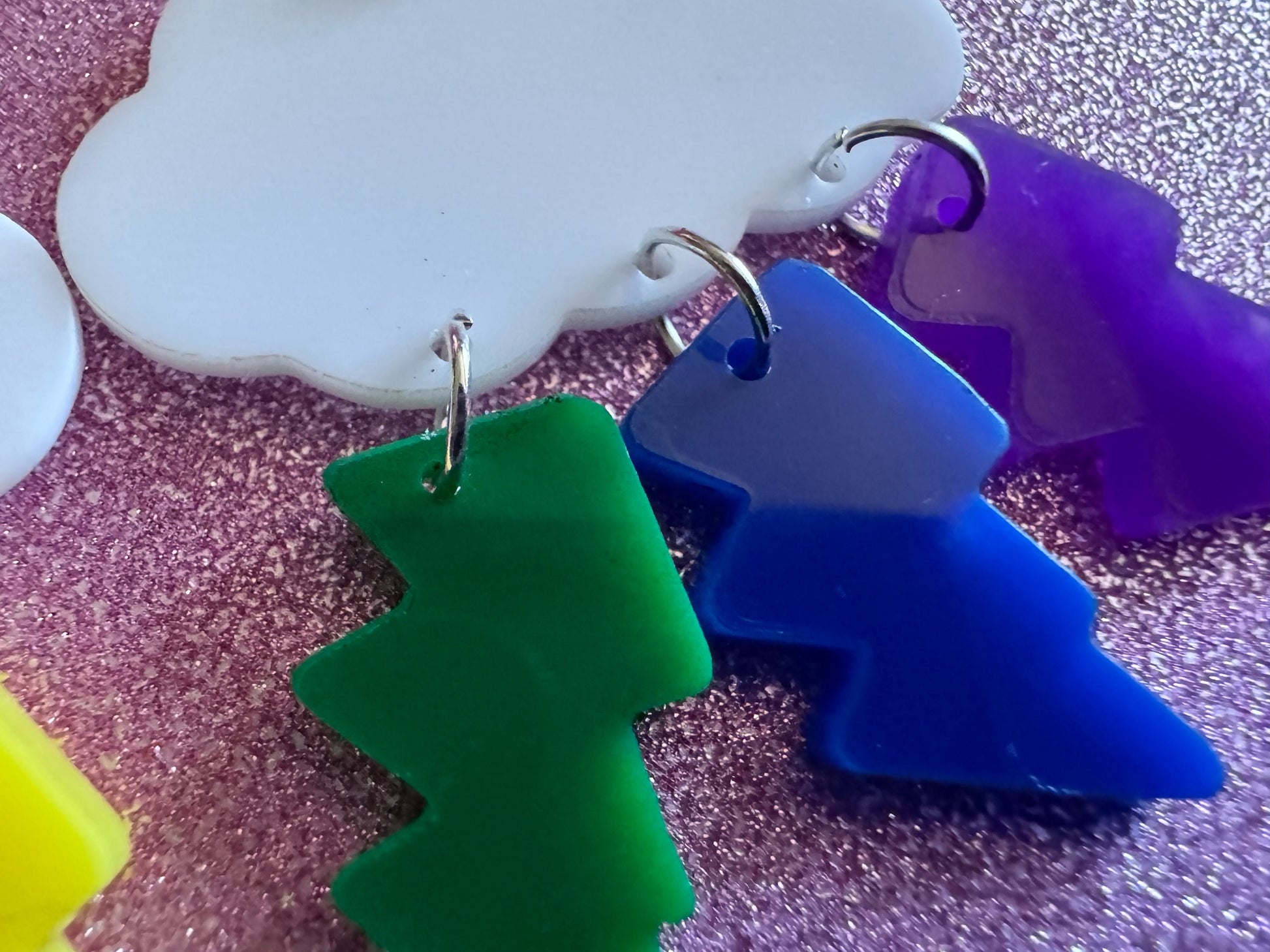 Rainbow Lightning Earrings: Laser Cut Acrylic Rainbow Clouds, Pride, Lightning Bolts, LGBTQ, Colorful Lightning, Best Gifts for Her/Him/Them