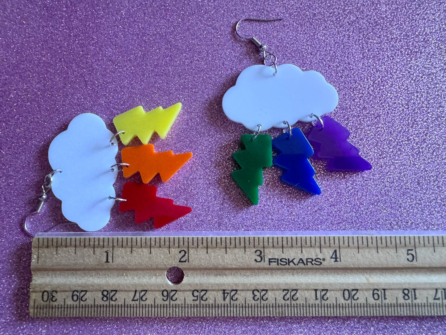 Rainbow Lightning Earrings: Laser Cut Acrylic Rainbow Clouds, Pride, Lightning Bolts, LGBTQ, Colorful Lightning, Best Gifts for Her/Him/Them