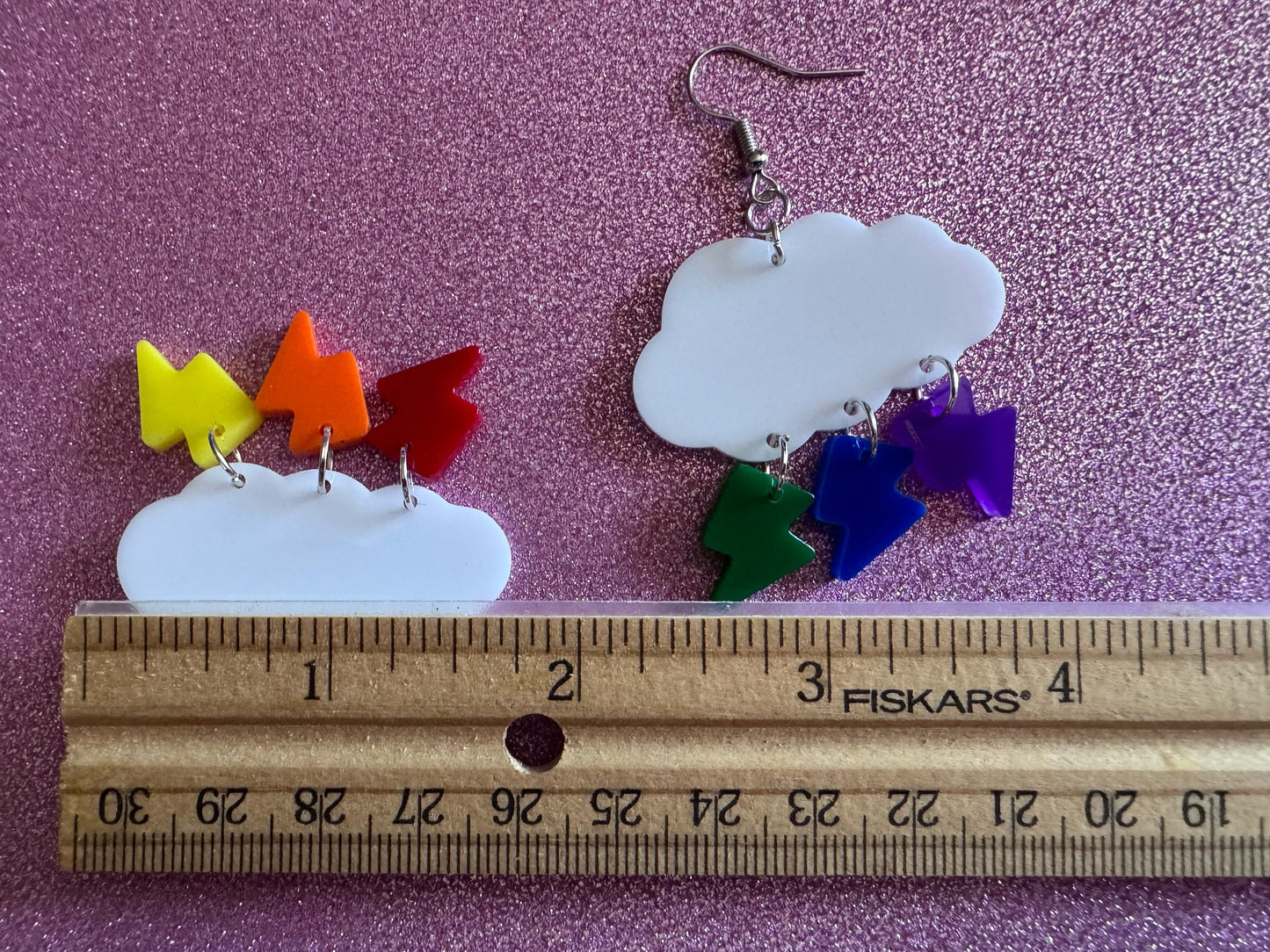 Rainbow Lightning Earrings: Laser Cut Acrylic Rainbow Clouds, Pride, Lightning Bolts, LGBTQ, Colorful Lightning, Best Gifts for Her/Him/Them