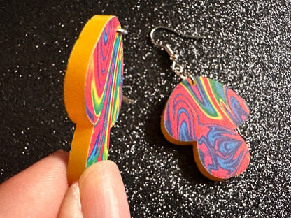 Rainbow Mushroom Earrings: Laser Cut Acrylic Earrings, Astronomy, Stars, Planets, Astrology, Night, Nebula, Magic, Gifts for Her/Him/Them