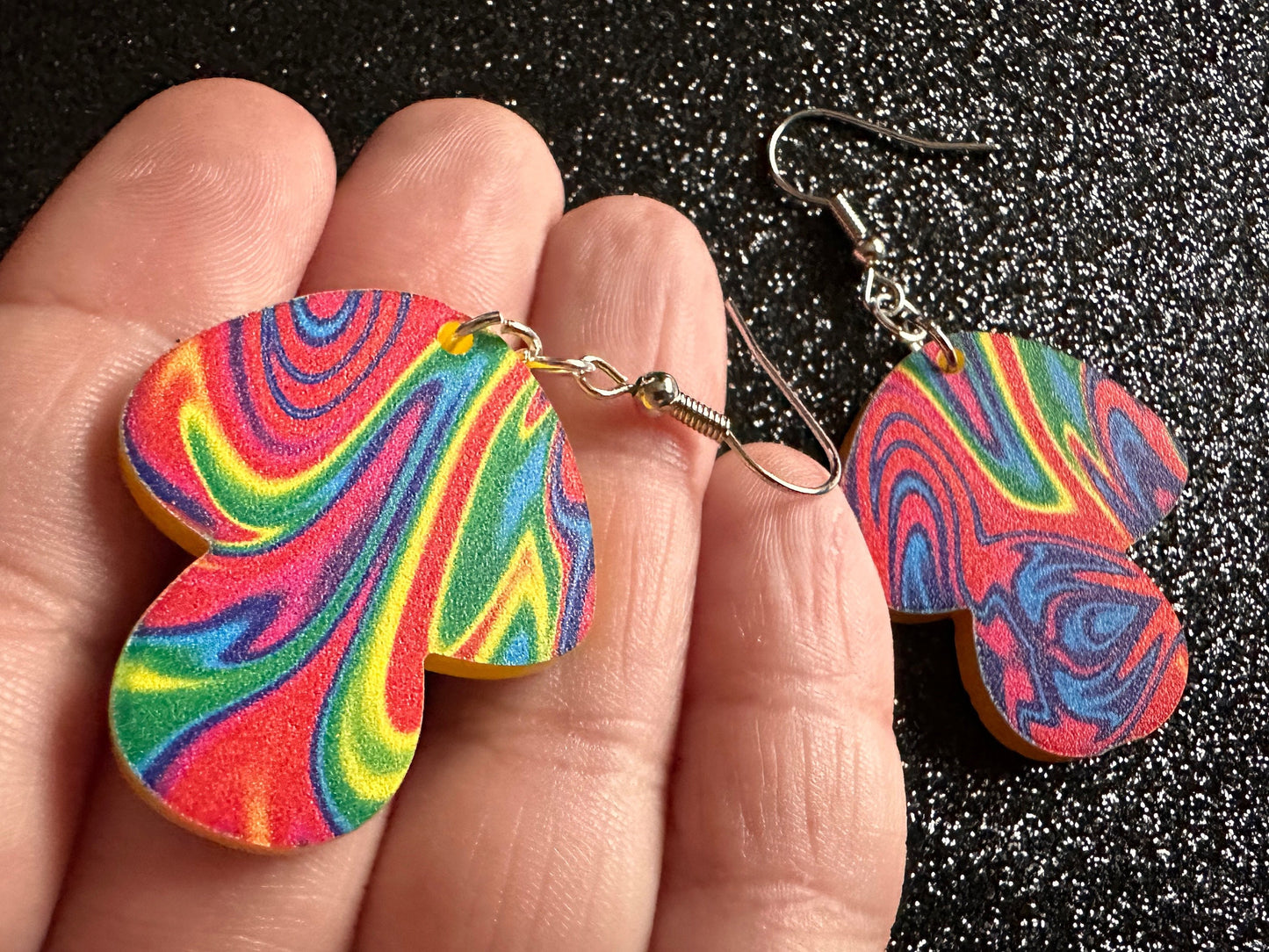 Rainbow Mushroom Earrings: Laser Cut Acrylic Earrings, Astronomy, Stars, Planets, Astrology, Night, Nebula, Magic, Gifts for Her/Him/Them