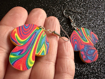 Rainbow Mushroom Earrings: Laser Cut Acrylic Earrings, Astronomy, Stars, Planets, Astrology, Night, Nebula, Magic, Gifts for Her/Him/Them