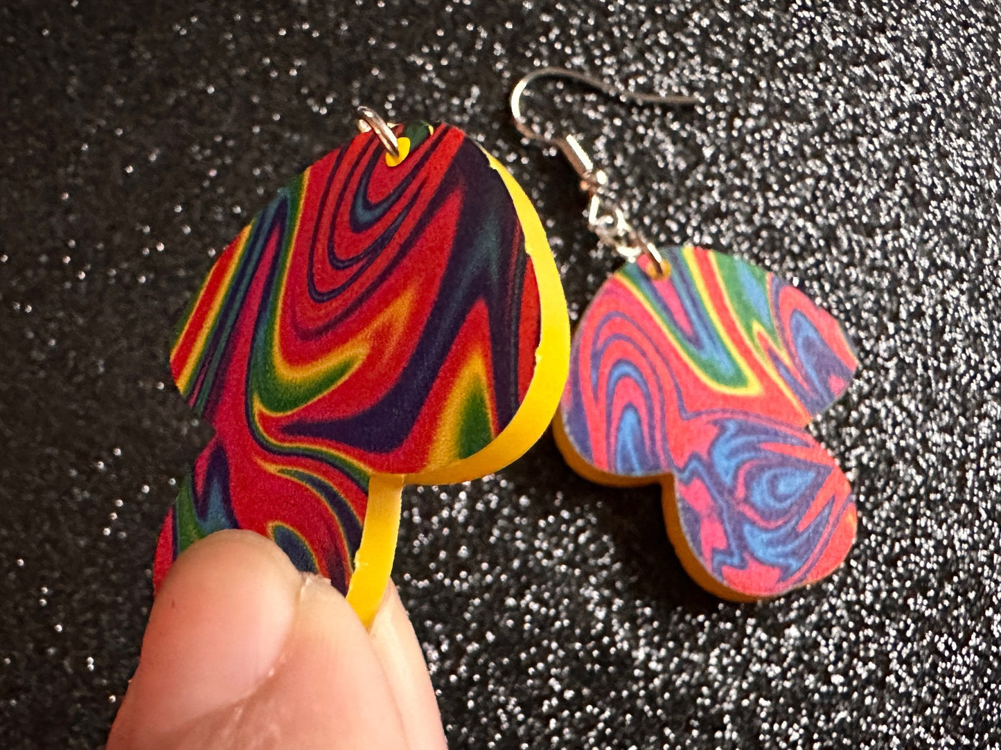 Rainbow Mushroom Earrings: Laser Cut Acrylic Earrings, Astronomy, Stars, Planets, Astrology, Night, Nebula, Magic, Gifts for Her/Him/Them