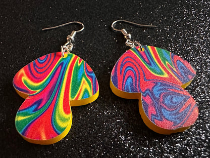 Rainbow Mushroom Earrings: Laser Cut Acrylic Earrings, Astronomy, Stars, Planets, Astrology, Night, Nebula, Magic, Gifts for Her/Him/Them