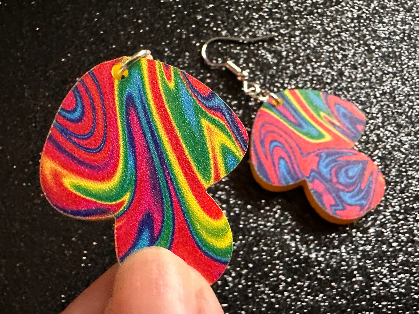 Rainbow Mushroom Earrings: Laser Cut Acrylic Earrings, Astronomy, Stars, Planets, Astrology, Night, Nebula, Magic, Gifts for Her/Him/Them