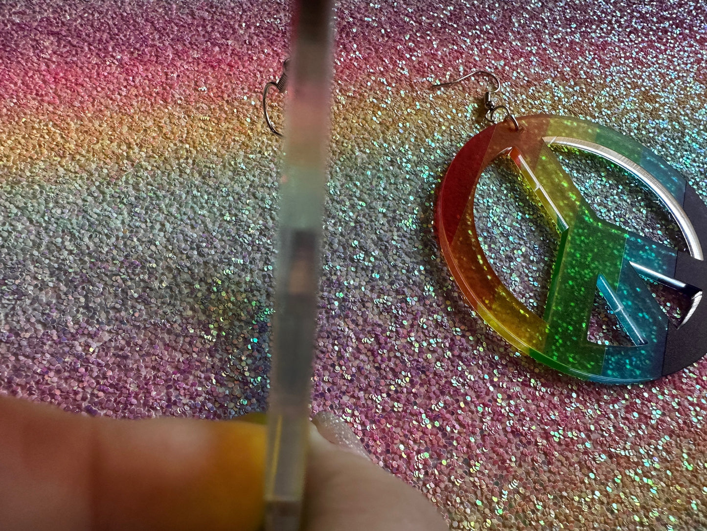 Rainbow Peace Sign Earrings: Laser Cut Acrylic Peace Signs, Hippie, Happy Hipster, Love, 80s, No War, Happiness, Best Gifts for Her/Him/Them