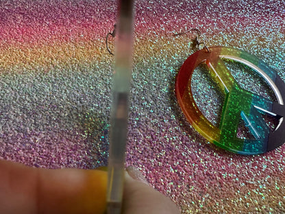 Rainbow Peace Sign Earrings: Laser Cut Acrylic Peace Signs, Hippie, Happy Hipster, Love, 80s, No War, Happiness, Best Gifts for Her/Him/Them