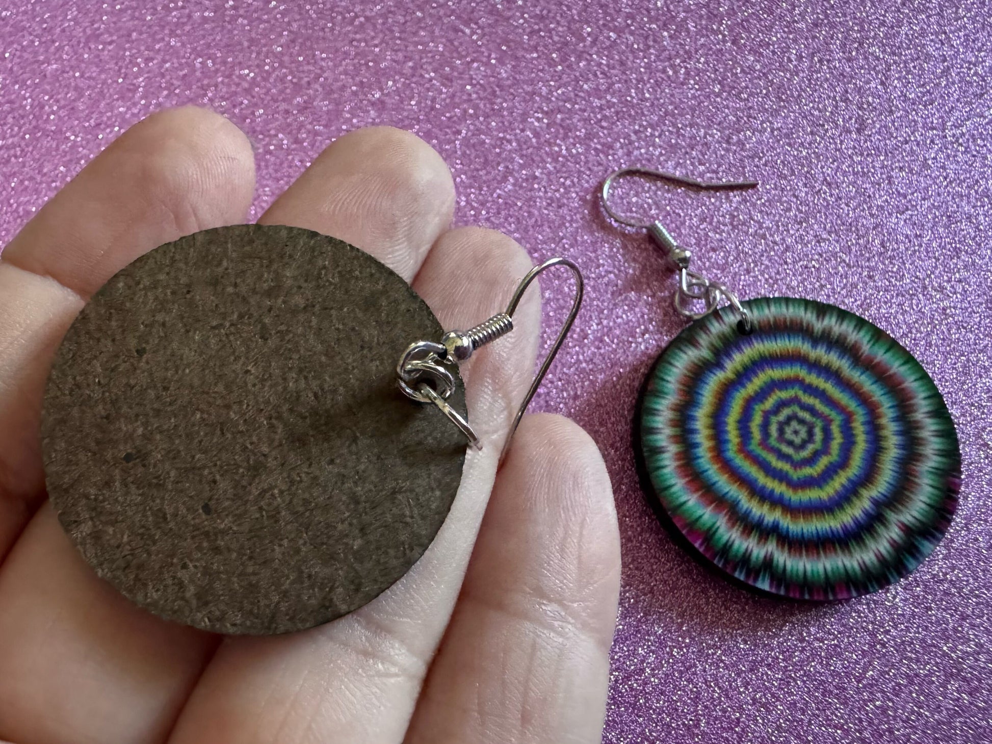 Rainbow Psychedelic Optical Illusion Earrings: Sublimated Illusions, Unique Earrings, Quirky Jewelry, Hypnotic, Best Gifts for Her/Him/Them