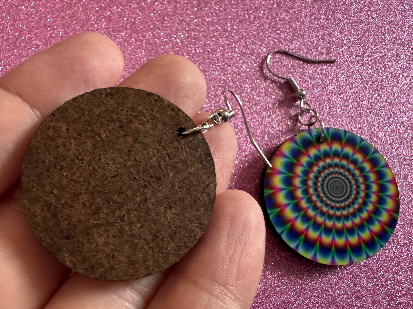 Rainbow Psychedelic Optical Illusion Earrings: Sublimated Illusions, Unique Earrings, Quirky Jewelry, Hypnotic, Best Gifts for Her/Him/Them