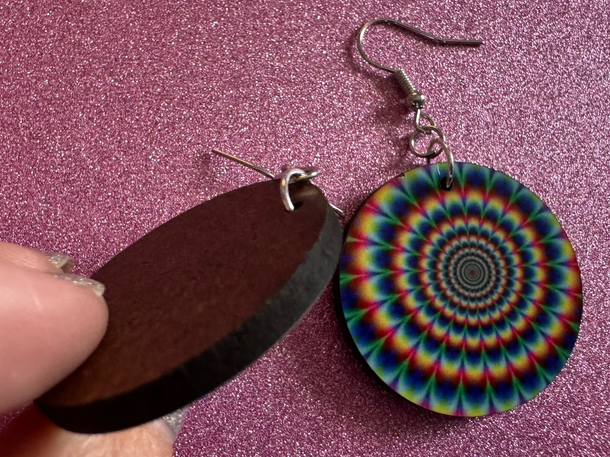 Rainbow Psychedelic Optical Illusion Earrings: Sublimated Illusions, Unique Earrings, Quirky Jewelry, Hypnotic, Best Gifts for Her/Him/Them
