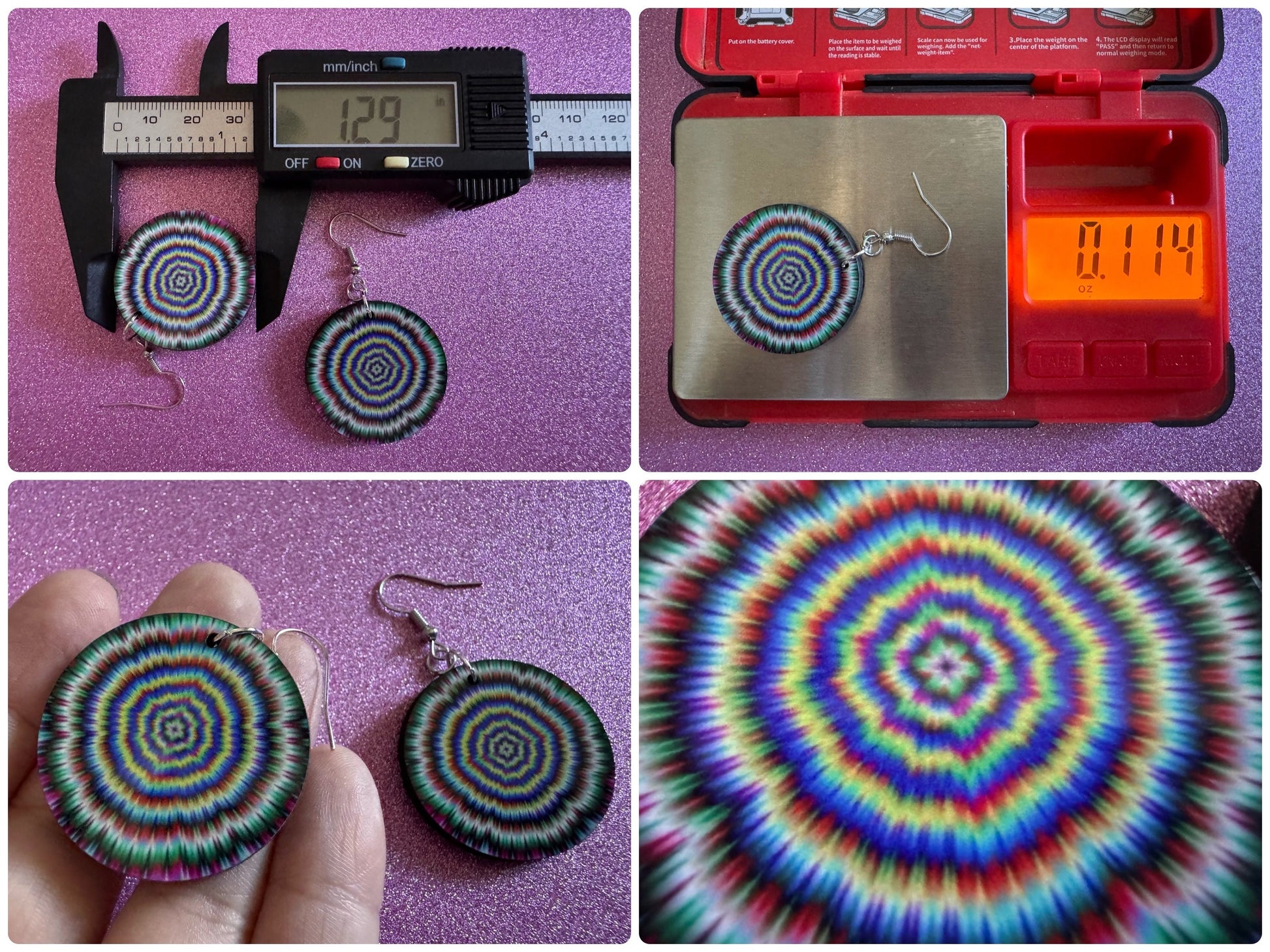 Rainbow Psychedelic Optical Illusion Earrings: Sublimated Illusions, Unique Earrings, Quirky Jewelry, Hypnotic, Best Gifts for Her/Him/Them