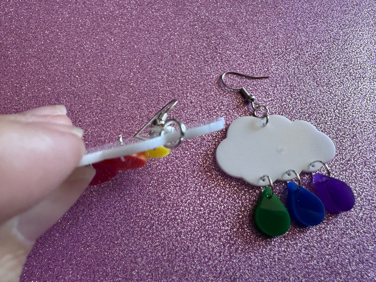 Rainbow Rain Drop Earrings: Laser Cut Acrylic Rainbows, Pride, Lightning Bolts, LGBTQ, Colorful Lightning, Best Gifts for Her/Him/Them