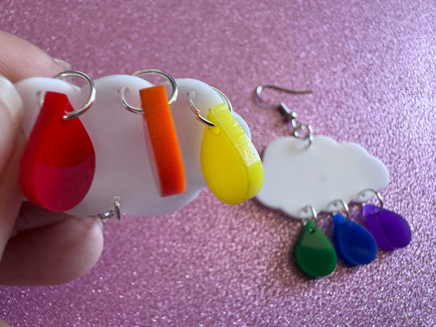 Rainbow Rain Drop Earrings: Laser Cut Acrylic Rainbows, Pride, Lightning Bolts, LGBTQ, Colorful Lightning, Best Gifts for Her/Him/Them