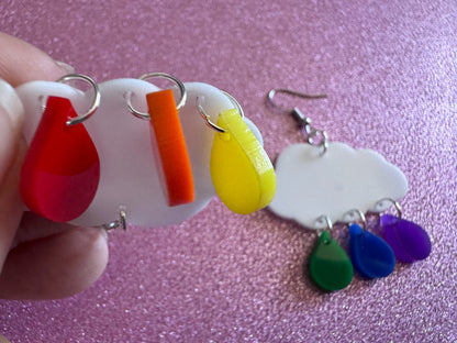 Rainbow Rain Drop Earrings: Laser Cut Acrylic Rainbows, Pride, Lightning Bolts, LGBTQ, Colorful Lightning, Best Gifts for Her/Him/Them
