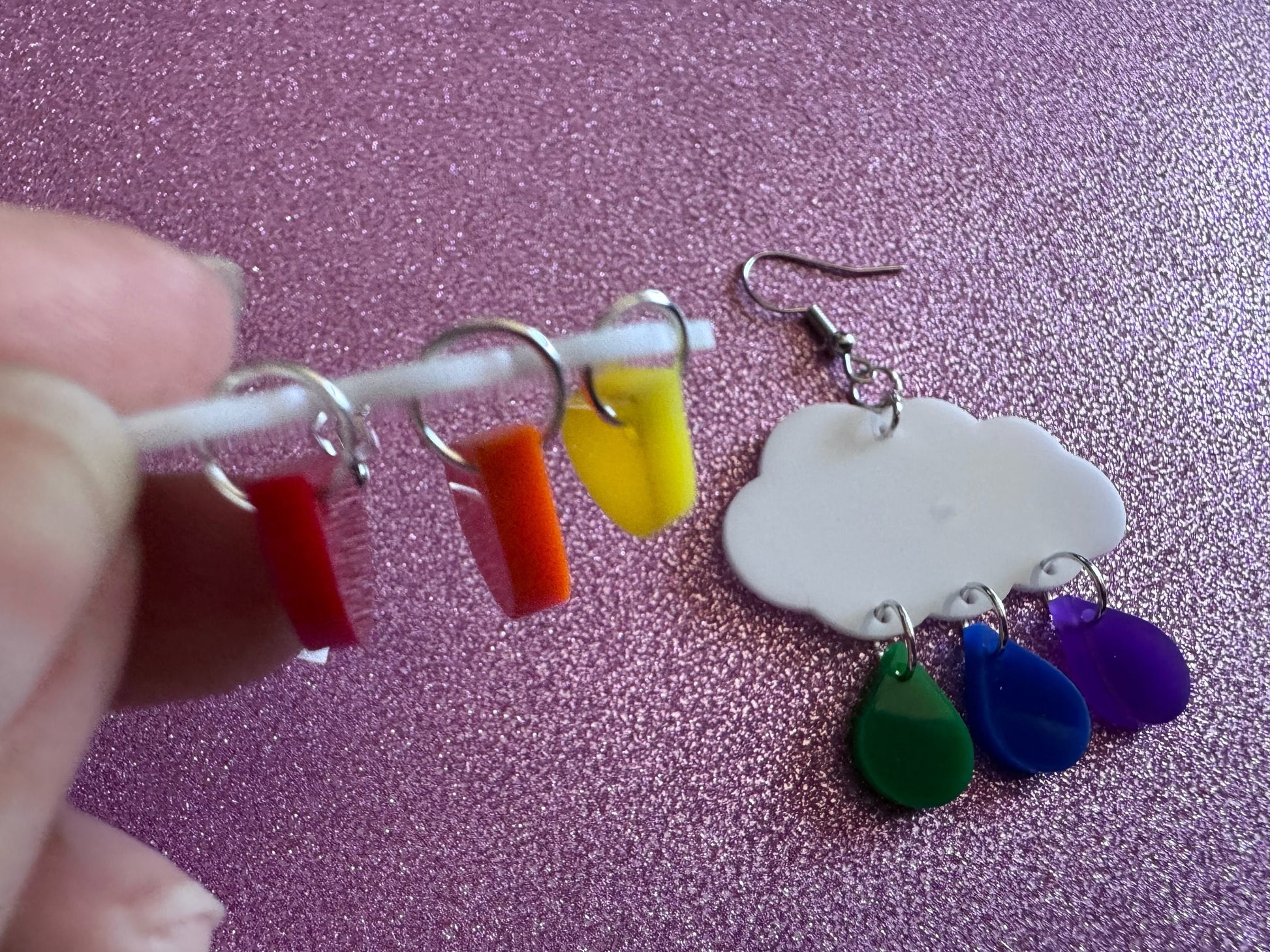 Rainbow Rain Drop Earrings: Laser Cut Acrylic Rainbows, Pride, Lightning Bolts, LGBTQ, Colorful Lightning, Best Gifts for Her/Him/Them
