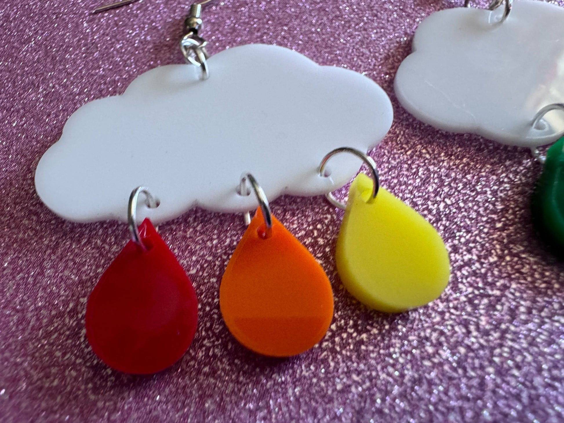 Rainbow Rain Drop Earrings: Laser Cut Acrylic Rainbows, Pride, Lightning Bolts, LGBTQ, Colorful Lightning, Best Gifts for Her/Him/Them