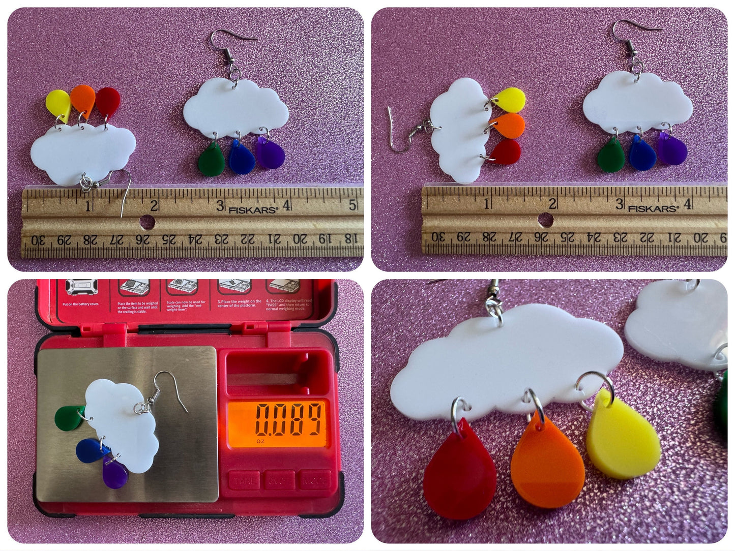 Rainbow Rain Drop Earrings: Laser Cut Acrylic Rainbows, Pride, Lightning Bolts, LGBTQ, Colorful Lightning, Best Gifts for Her/Him/Them