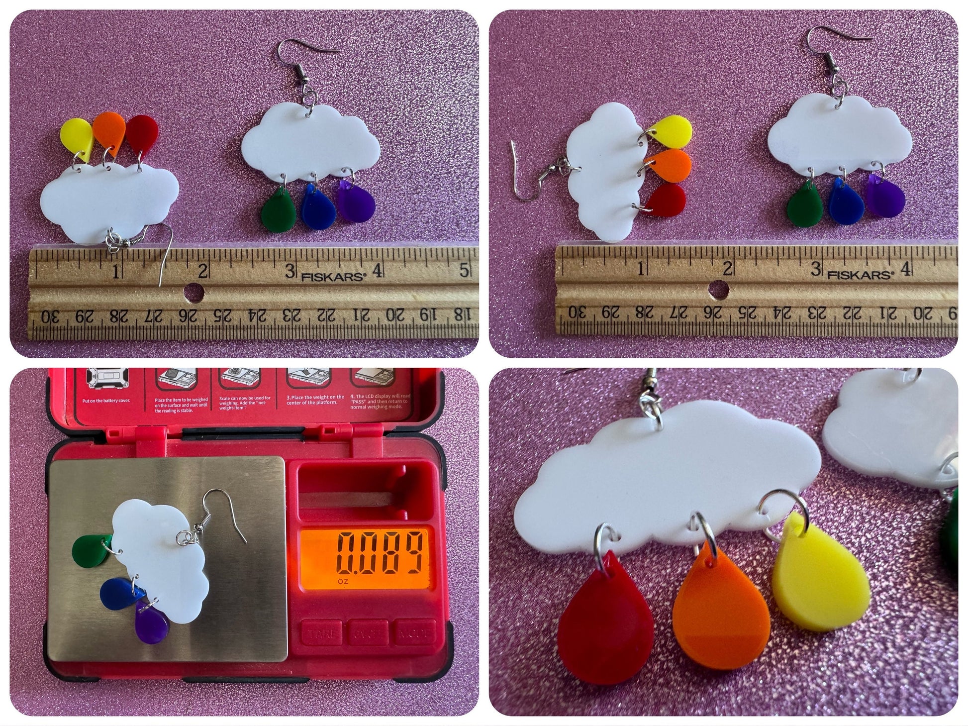 Rainbow Rain Drop Earrings: Laser Cut Acrylic Rainbows, Pride, Lightning Bolts, LGBTQ, Colorful Lightning, Best Gifts for Her/Him/Them