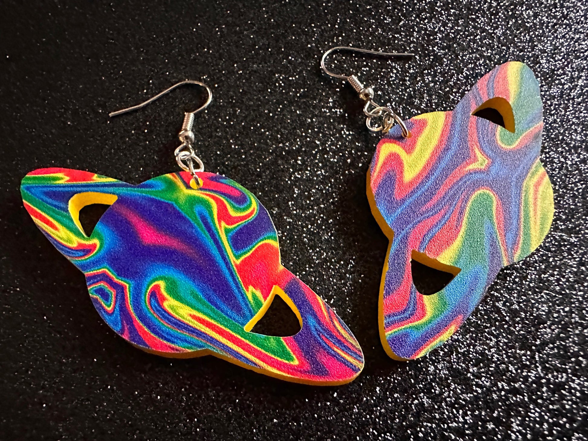 Rainbow Saturn Earrings: Laser Cut Acrylic Planets, Magic, Night Sky, Moons, Astrology, Astronomy, Space, Pride, Gifts for Her/Him/Them