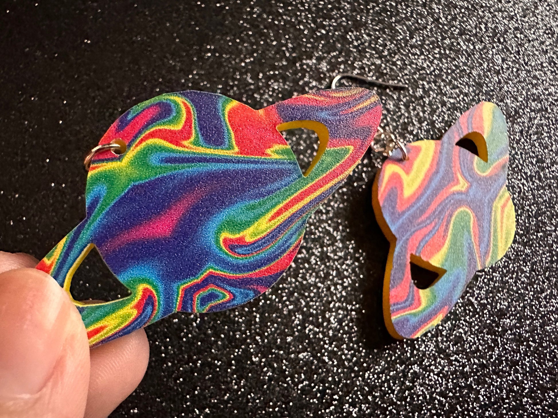 Rainbow Saturn Earrings: Laser Cut Acrylic Planets, Magic, Night Sky, Moons, Astrology, Astronomy, Space, Pride, Gifts for Her/Him/Them