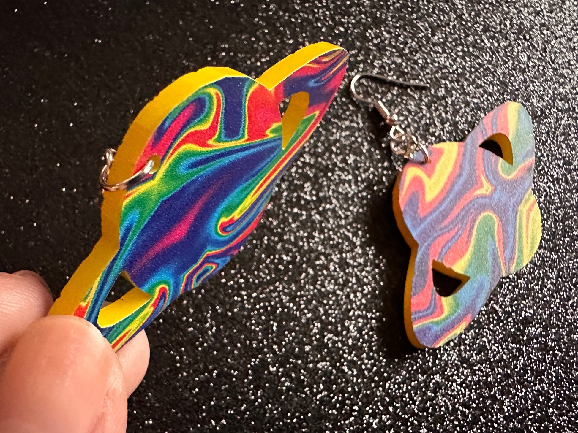 Rainbow Saturn Earrings: Laser Cut Acrylic Planets, Magic, Night Sky, Moons, Astrology, Astronomy, Space, Pride, Gifts for Her/Him/Them