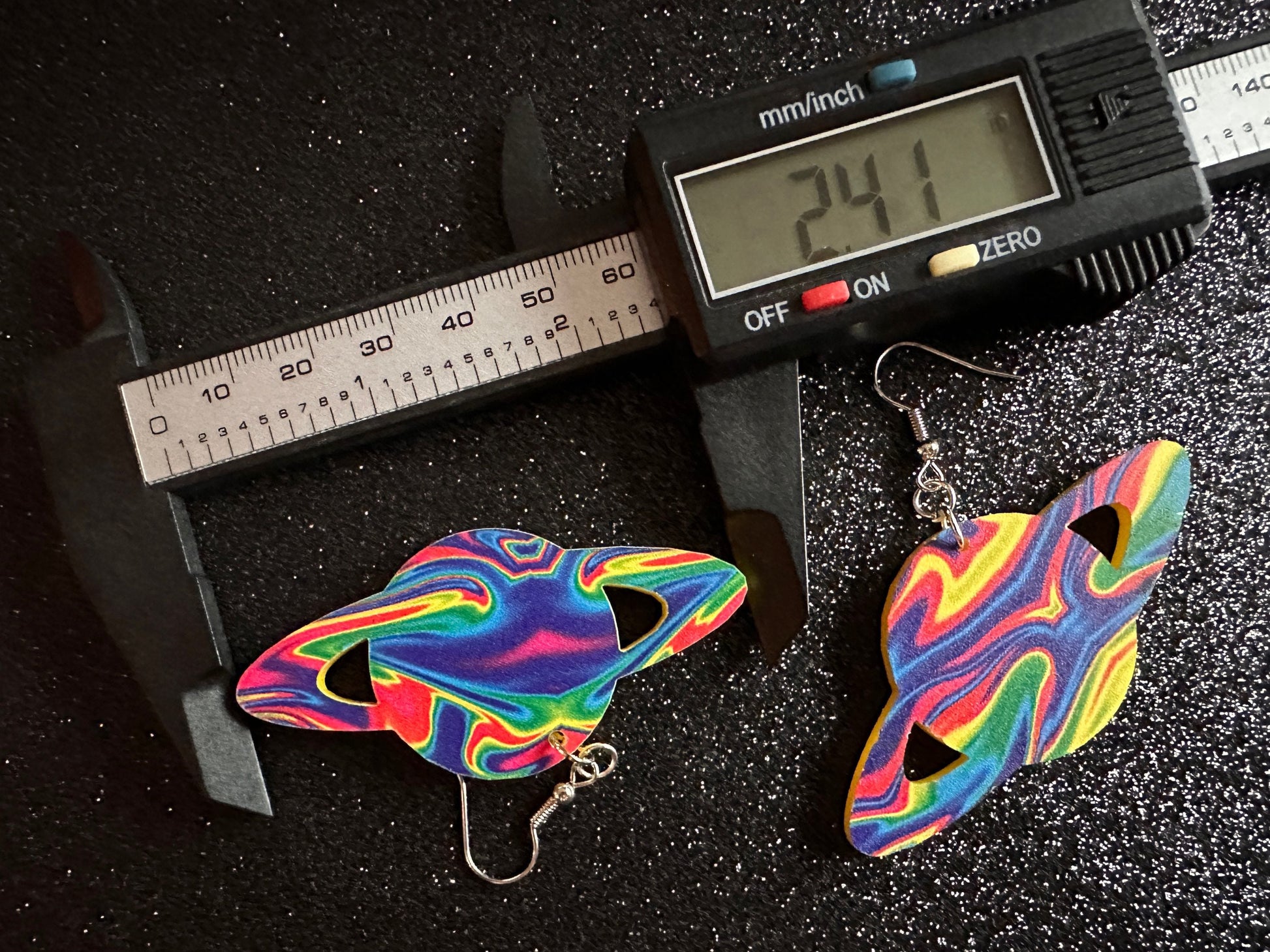 Rainbow Saturn Earrings: Laser Cut Acrylic Planets, Magic, Night Sky, Moons, Astrology, Astronomy, Space, Pride, Gifts for Her/Him/Them