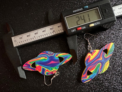Rainbow Saturn Earrings: Laser Cut Acrylic Planets, Magic, Night Sky, Moons, Astrology, Astronomy, Space, Pride, Gifts for Her/Him/Them