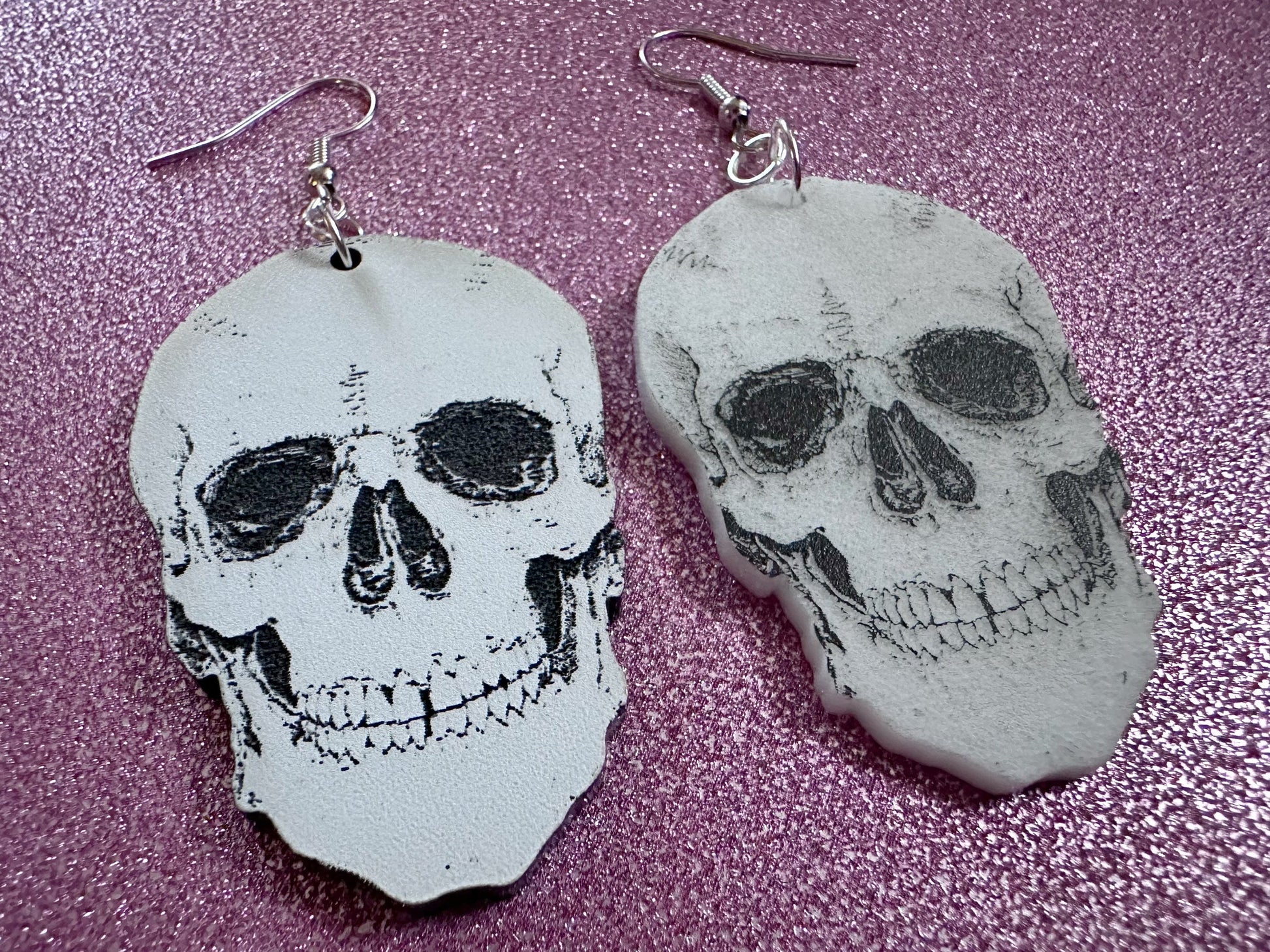 Realistic Skull Earrings: Laser Cut Acrylic Skulls, Halloween, Bones, Engraved Skulls, Scary, Anatomy, Spooky, Best Gifts for Her/Him/Them