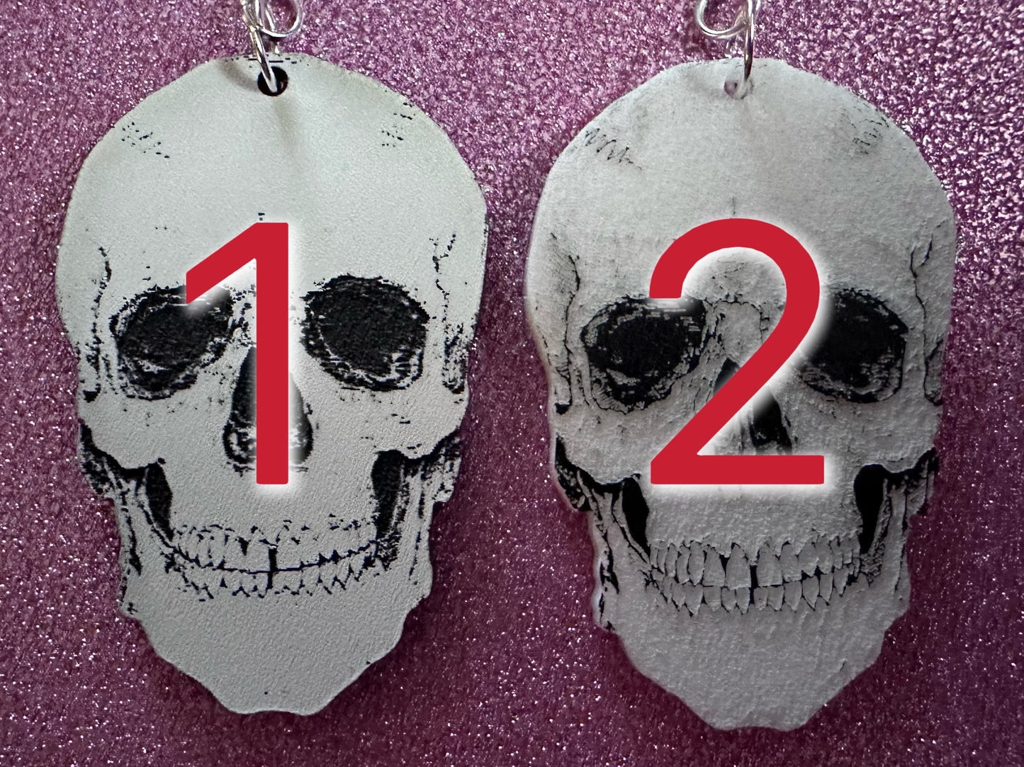 Realistic Skull Earrings: Laser Cut Acrylic Skulls, Halloween, Bones, Engraved Skulls, Scary, Anatomy, Spooky, Best Gifts for Her/Him/Them