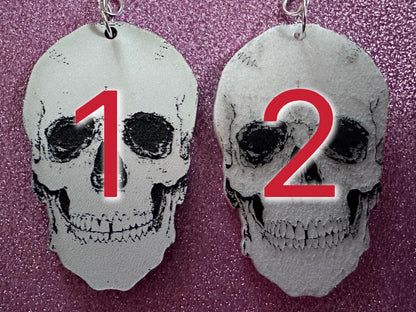Realistic Skull Earrings: Laser Cut Acrylic Skulls, Halloween, Bones, Engraved Skulls, Scary, Anatomy, Spooky, Best Gifts for Her/Him/Them