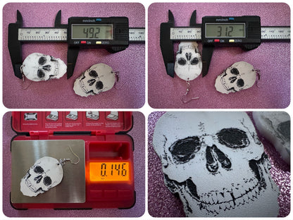 Realistic Skull Earrings: Laser Cut Acrylic Skulls, Halloween, Bones, Engraved Skulls, Scary, Anatomy, Spooky, Best Gifts for Her/Him/Them