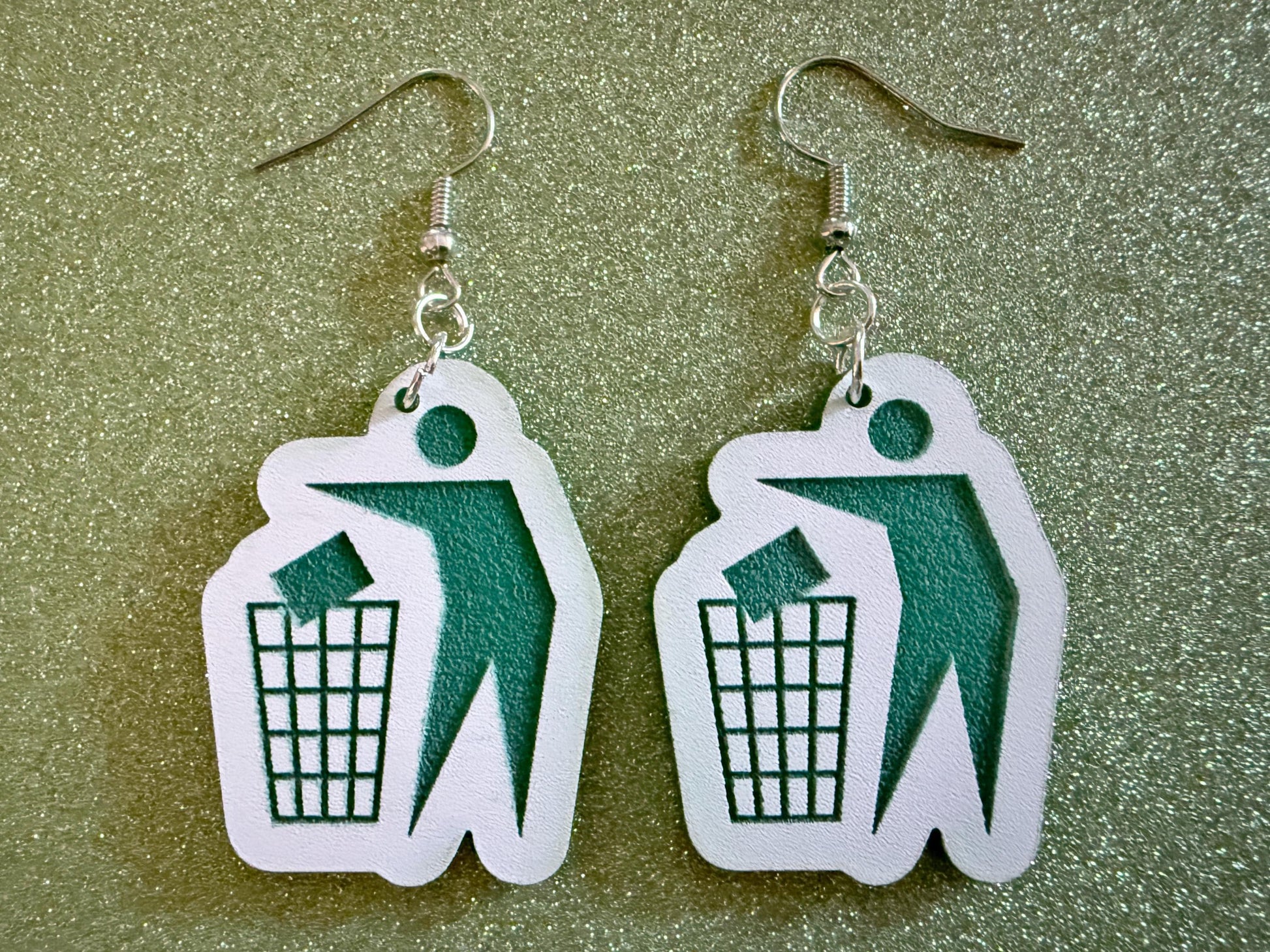 Recycling Earrings: Laser Cut Acrylic Recycle Symbols Man Recycling Icon, Earth Day, Green Earrings, Environment Best Gifts for Her/Him/Them