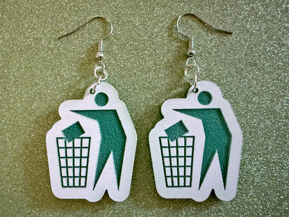 Recycling Earrings: Laser Cut Acrylic Recycle Symbols Man Recycling Icon, Earth Day, Green Earrings, Environment Best Gifts for Her/Him/Them