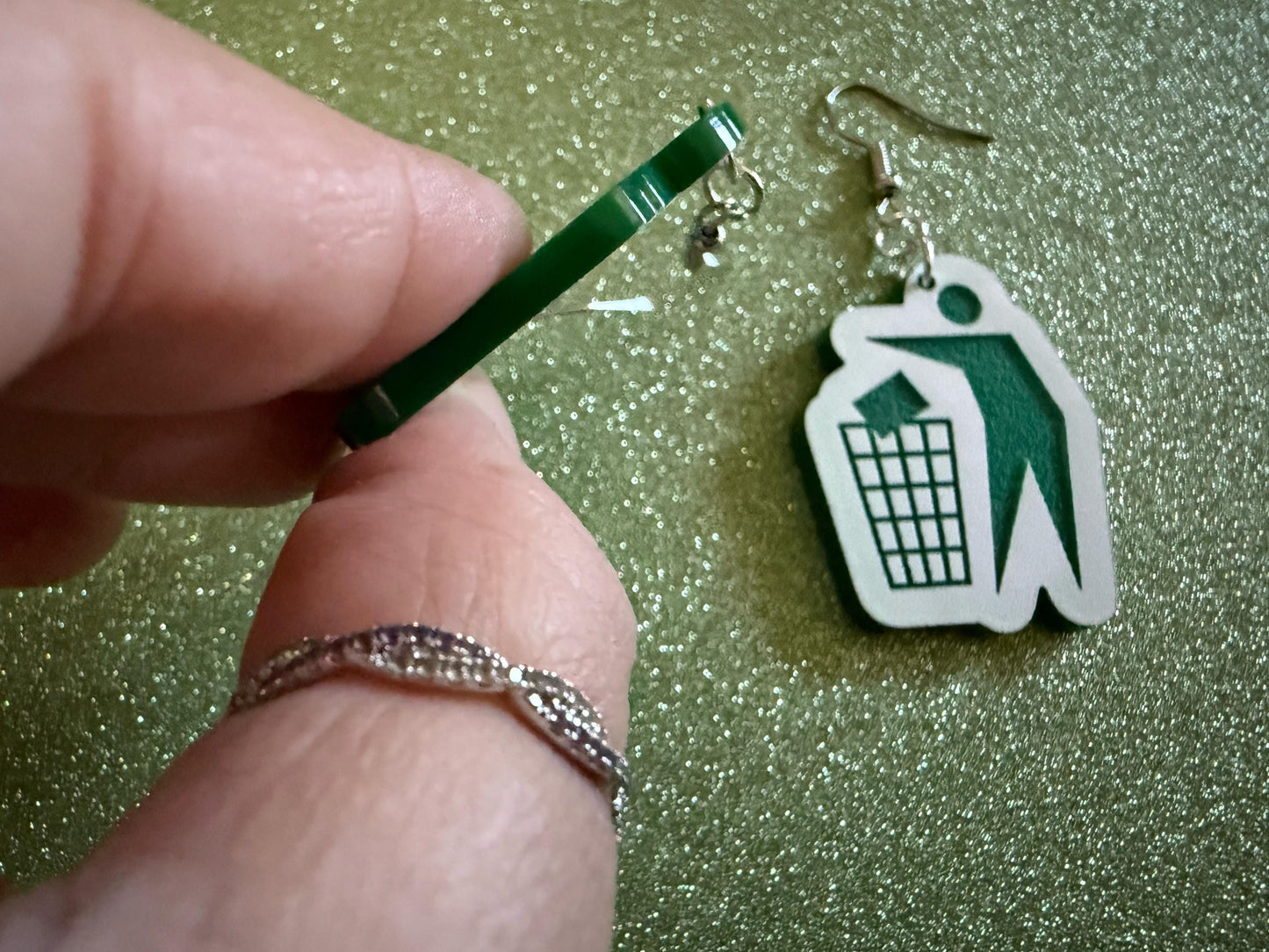 Recycling Earrings: Laser Cut Acrylic Recycle Symbols Man Recycling Icon, Earth Day, Green Earrings, Environment Best Gifts for Her/Him/Them