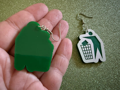 Recycling Earrings: Laser Cut Acrylic Recycle Symbols Man Recycling Icon, Earth Day, Green Earrings, Environment Best Gifts for Her/Him/Them