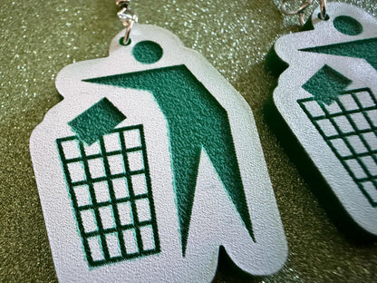 Recycling Earrings: Laser Cut Acrylic Recycle Symbols Man Recycling Icon, Earth Day, Green Earrings, Environment Best Gifts for Her/Him/Them