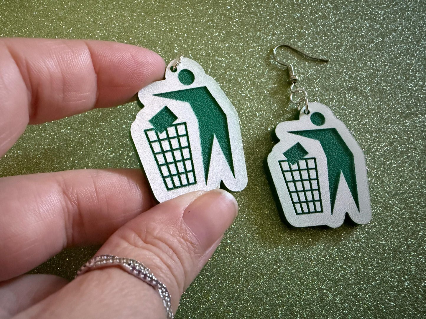 Recycling Earrings: Laser Cut Acrylic Recycle Symbols Man Recycling Icon, Earth Day, Green Earrings, Environment Best Gifts for Her/Him/Them